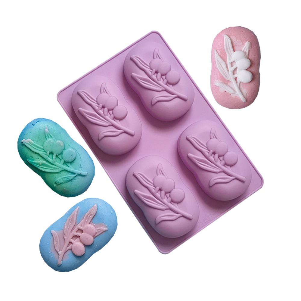 Candle Making Kits - 4 Cavities Oval Olive Tree Silicone