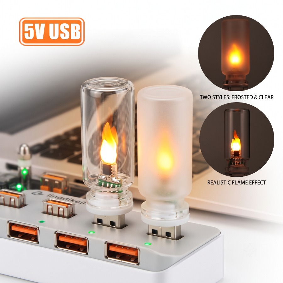 Candle Making Glass - 5V USB LED Flame Type Night