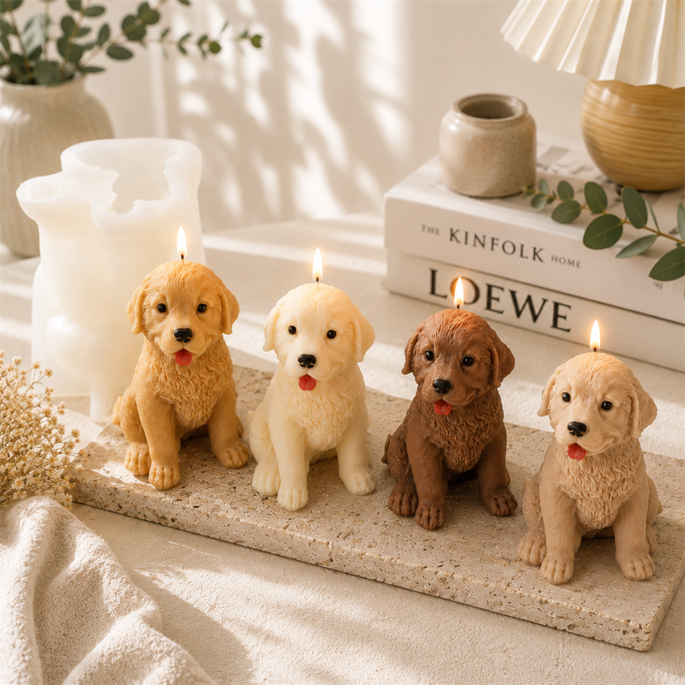 Candle Making Soy Wax - Golden Retriever Silicone Candle Mold DIY