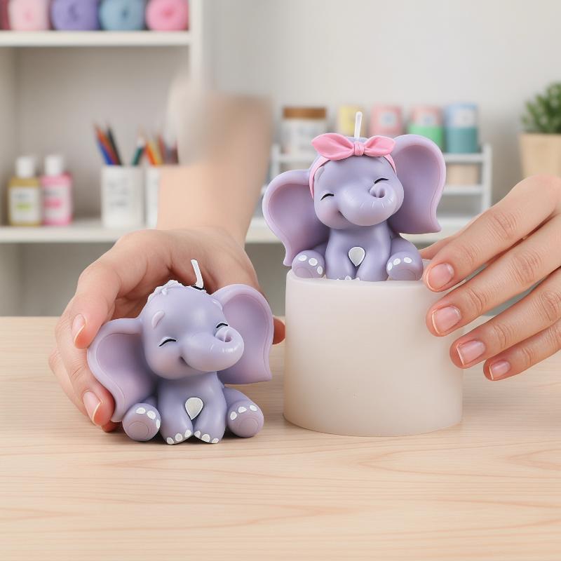 Candle Making Moulds - Cute 3D Elephant Silicone Candle Mold