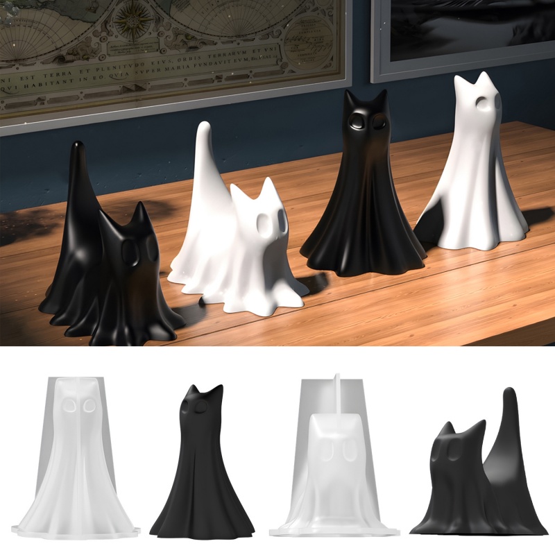 Candle Making Moulds - Ghost Cat Halloween Desktop Ornament Plaster