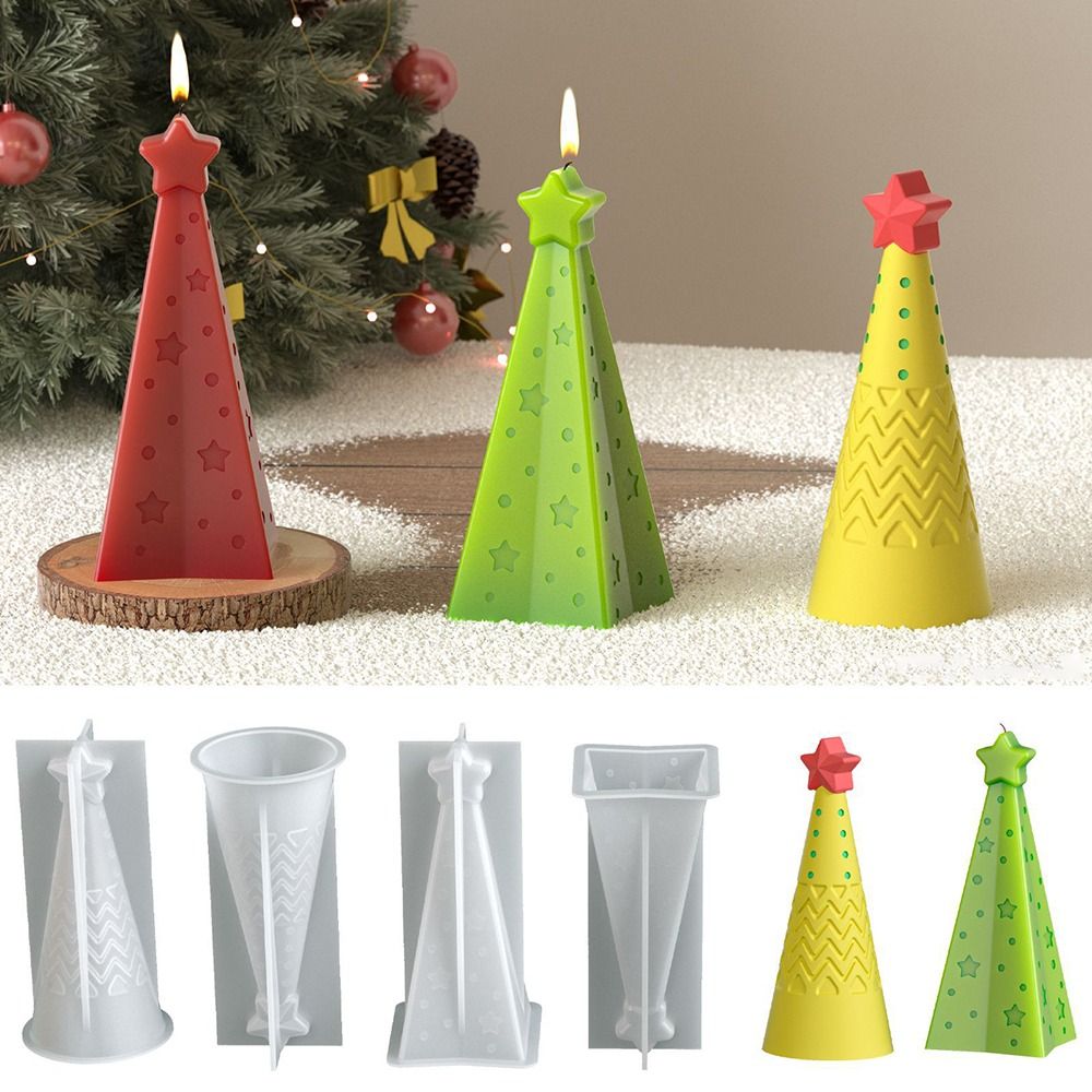 Candle Making Kit Xmas - Silicone Christmas Cone Candle Mold Crystal