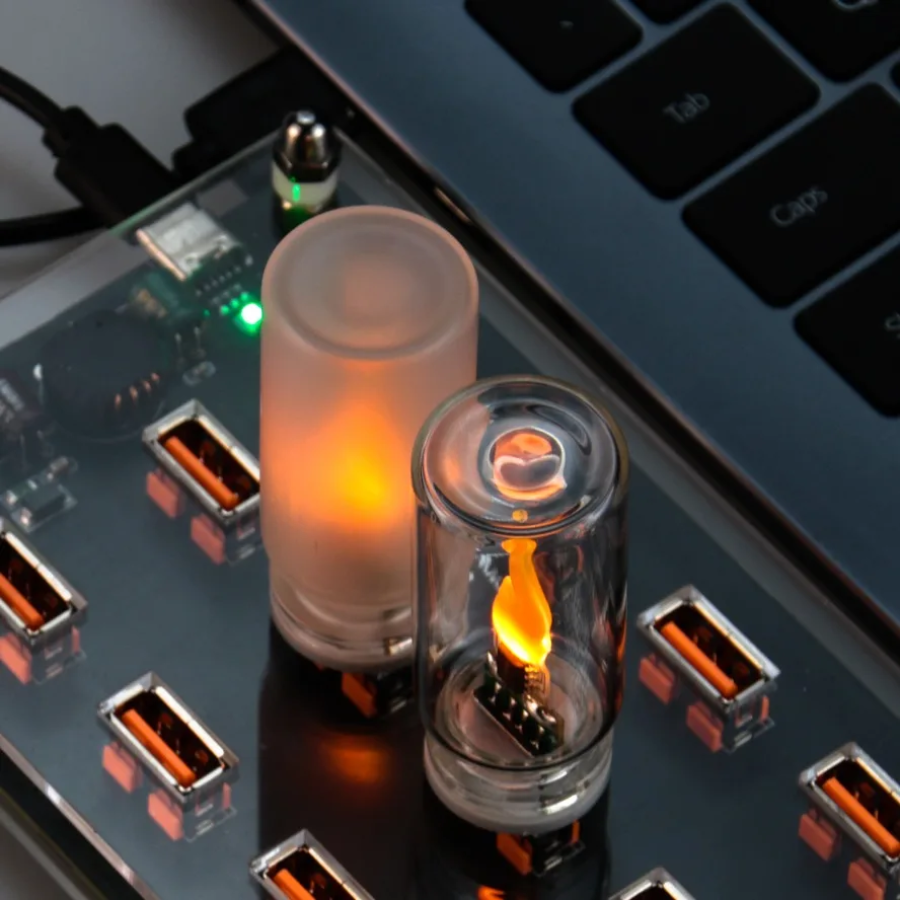 Candle Making Glass - USB Flame Flickering LED Frosted Clear