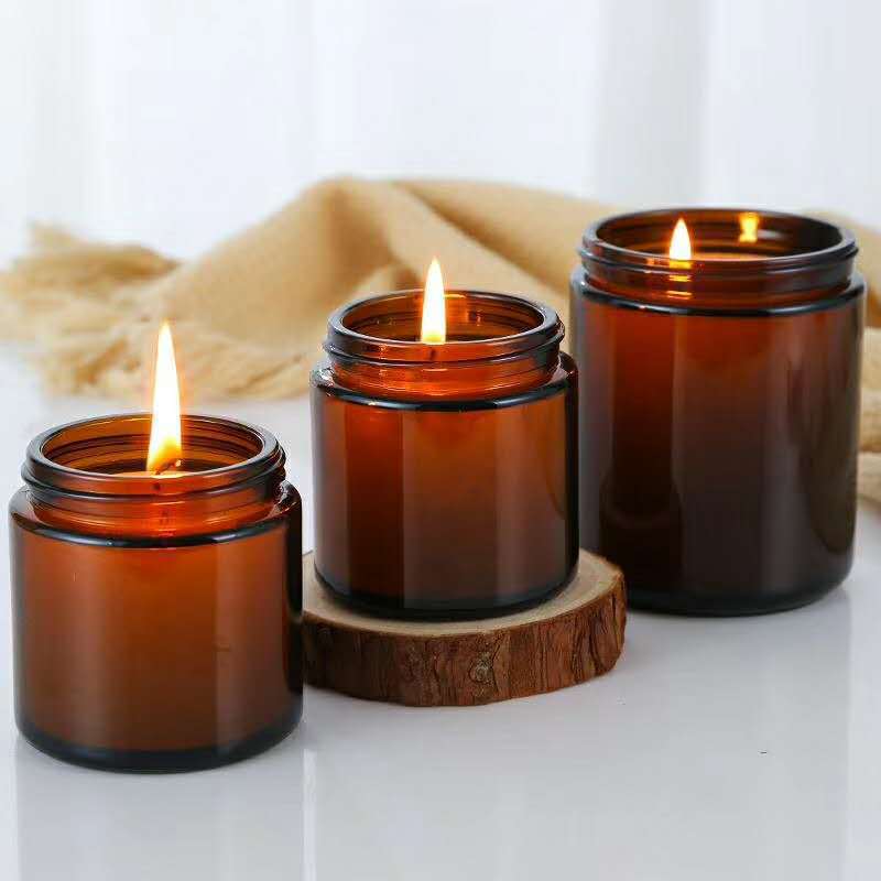 Candle Making Glass - 6pc 100/250ml Amber Glass Candle Jars