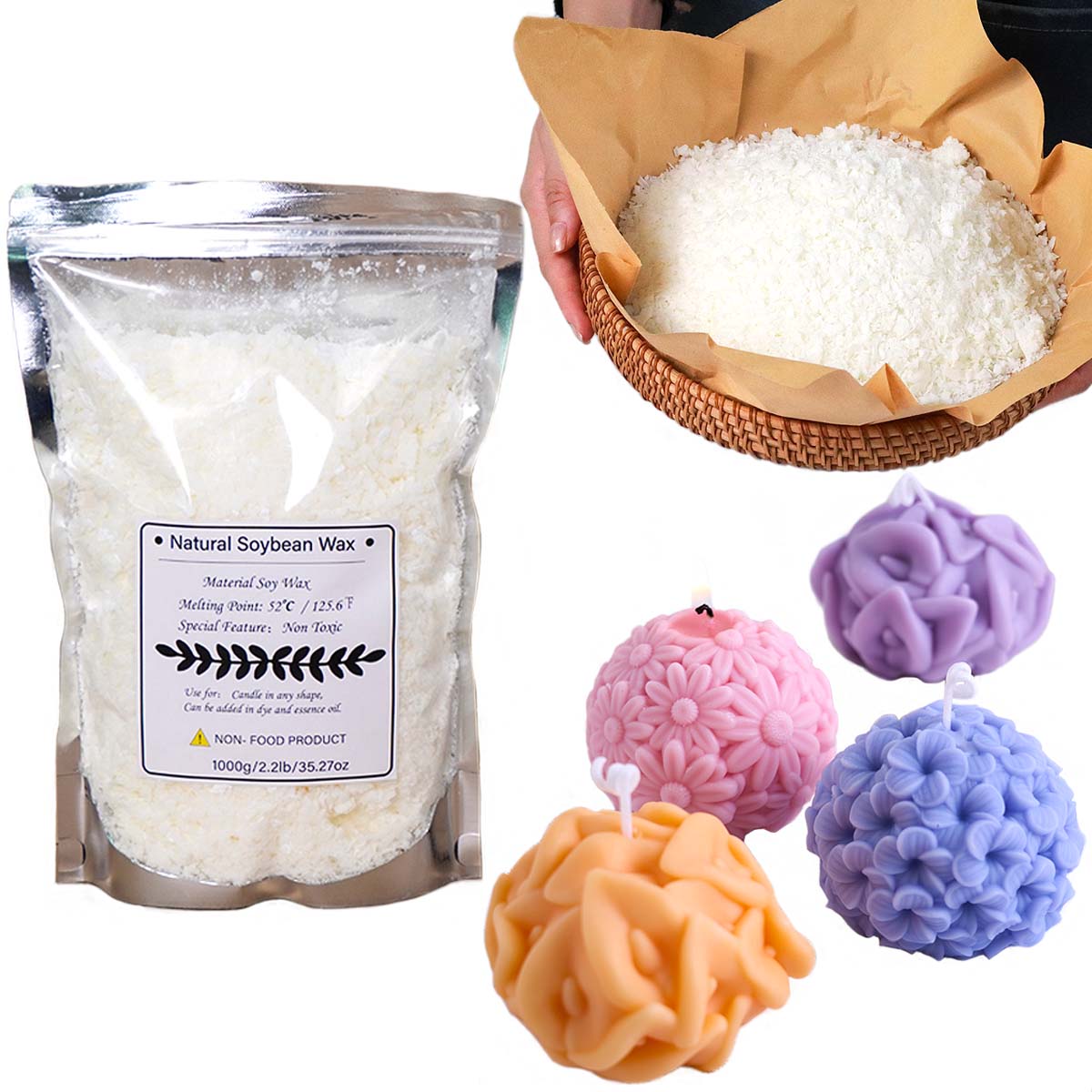 Candle Making Kits - 100/250/500/1000g Natural Soy Wax Flake DIY