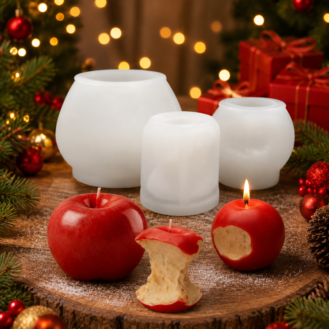 Candle Making Kit - 3D Apple Silicone Candle Molds Set
