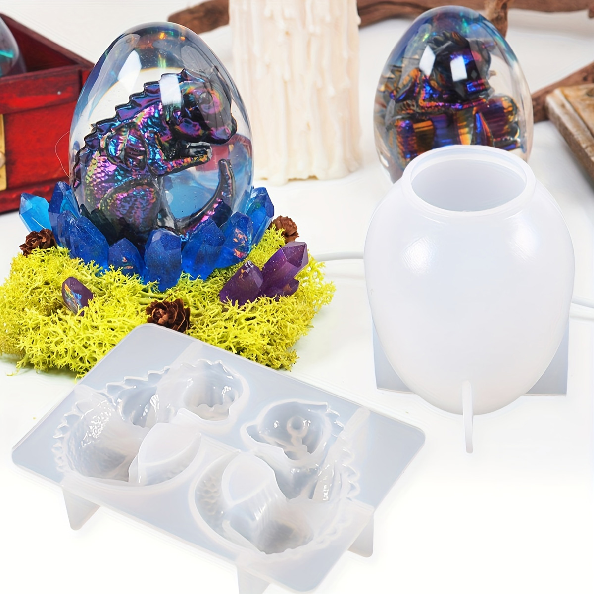 Candle Making Kits - Silicone Dragon Egg Molds, 2-Piece Set,