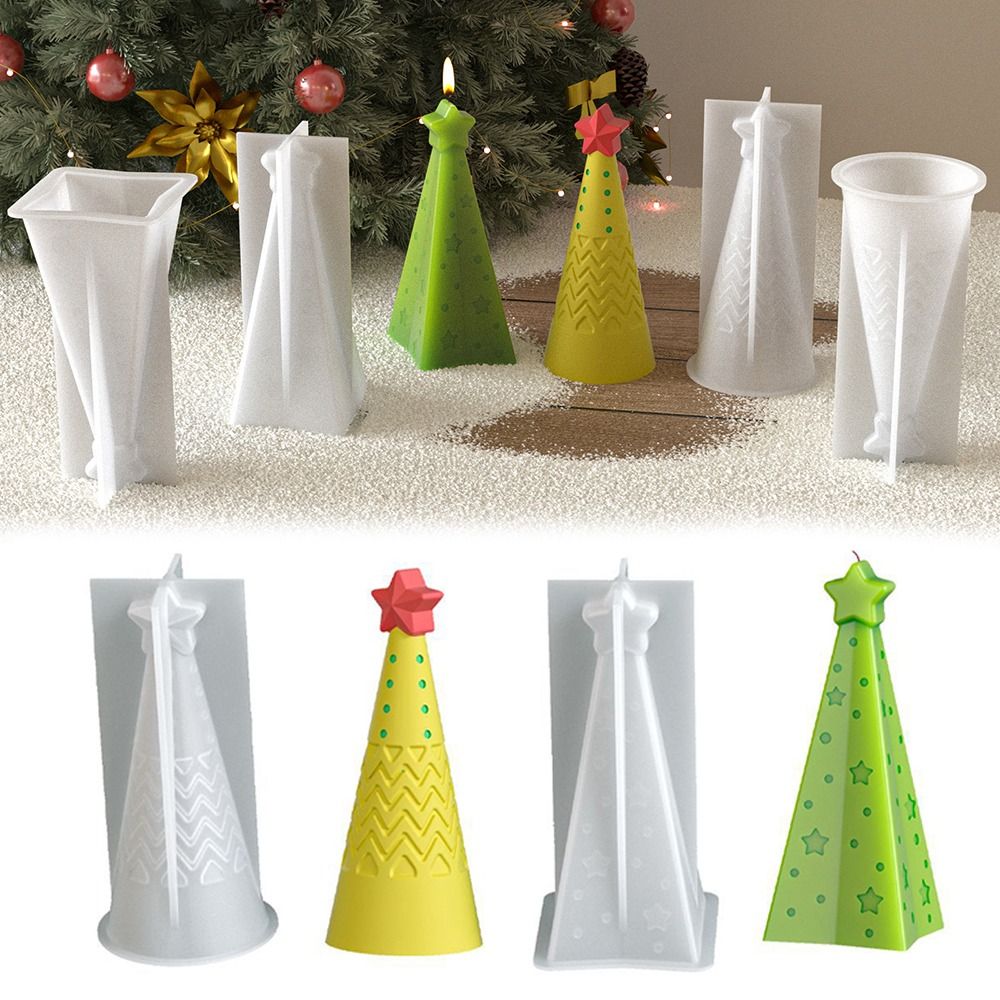 Candle Making Kit Xmas - Silicone Christmas Cone Candle Mold Crystal