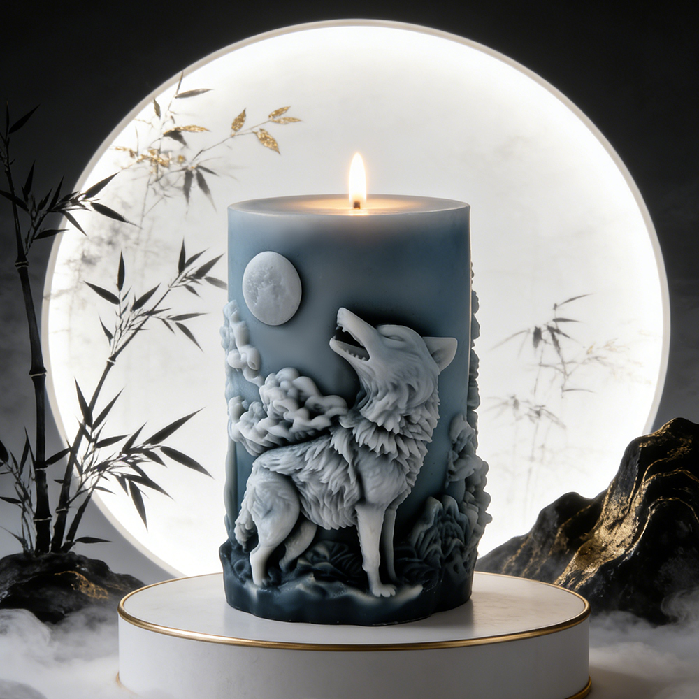 3D Wolf Shaped Relief Moon Cyl - Candle Making Soy Wax recension och pris