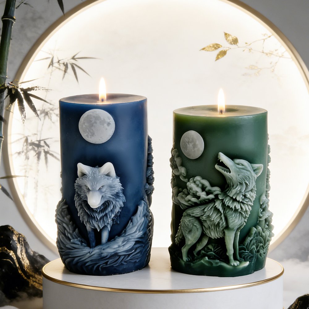 3D Wolf Shaped Relief Moon Cyl - Candle Making Soy Wax recension och pris