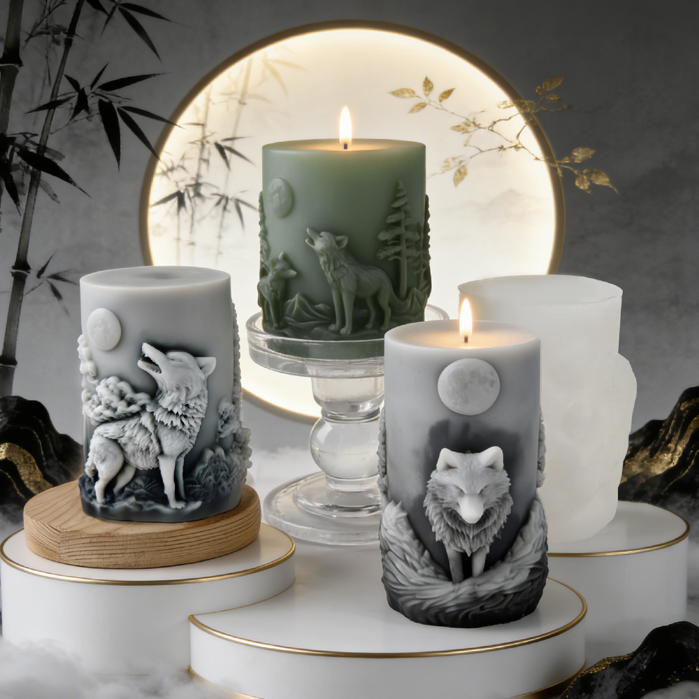 3D Wolf Shaped Relief Moon Cyl - Candle Making Soy Wax recension och pris