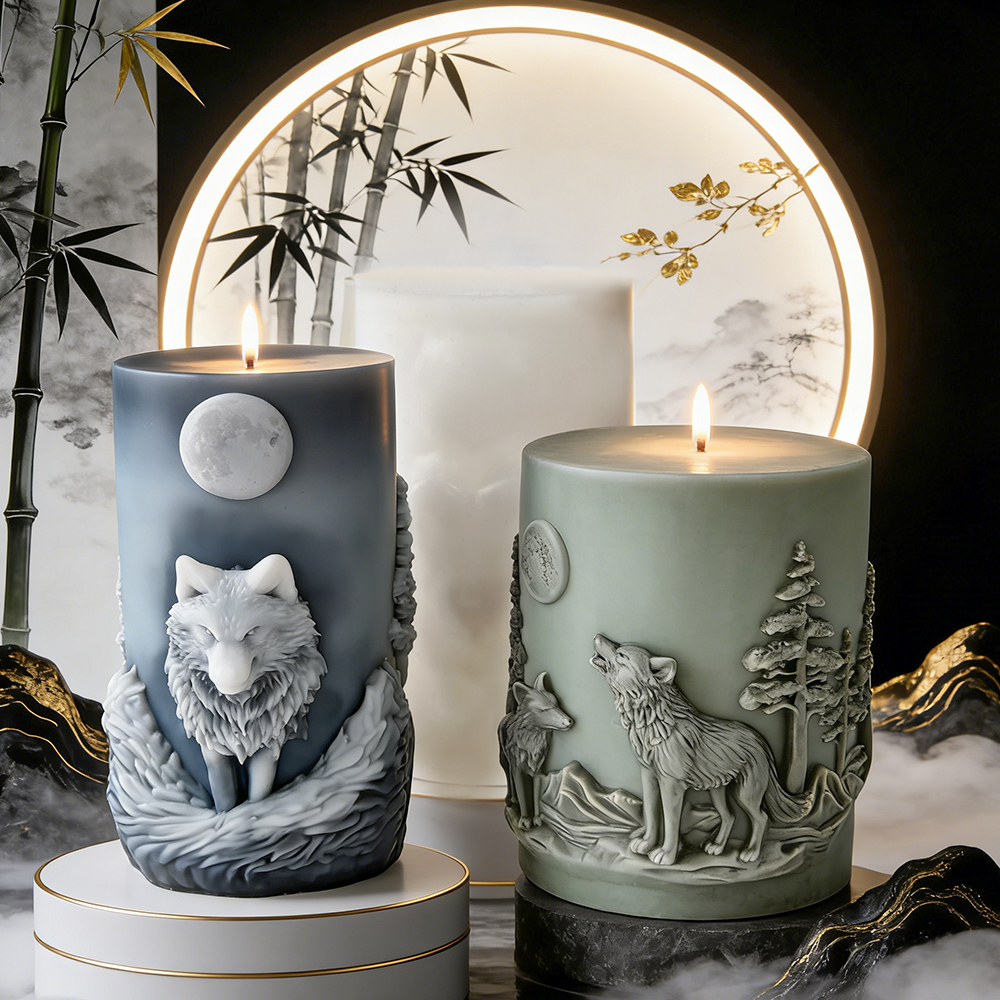 3D Wolf Shaped Relief Moon Cyl - Candle Making Soy Wax recension och pris