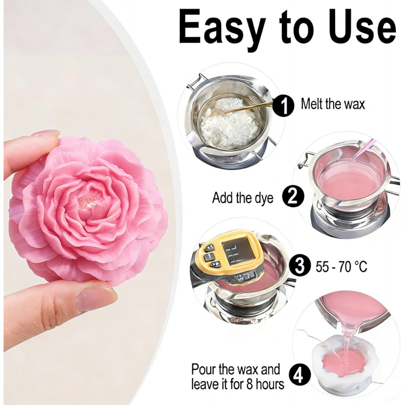 5Flower Candle Mold Set，3D Flo - Candle Making Kit recension och pris