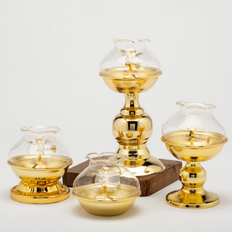 Golden Oil Lamp For Buddha Wit - Candle Making Glass recension och pris