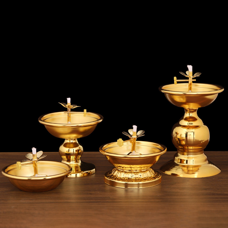 Golden Oil Lamp For Buddha Wit - Candle Making Glass recension och pris