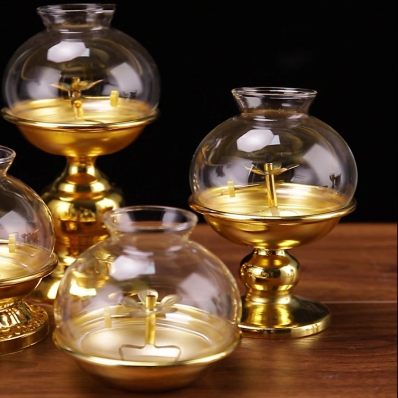 Golden Oil Lamp For Buddha Wit - Candle Making Glass recension och pris